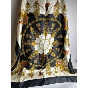 Vintage Scarf Cream Red Black Gold